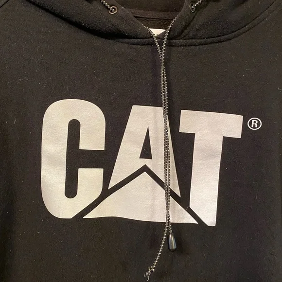 CAT black pullover workwear hoodie sz XL Caterpillar (is pilling)see description - Picture 2 of 7